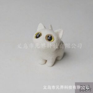 White cat - standing up, looking up