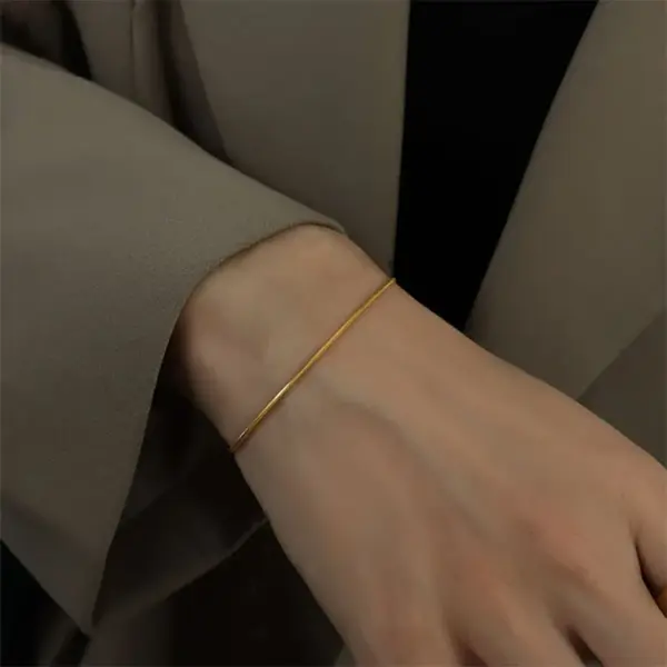 PVD Coated 14K Gold Real Gold Plated U Shape Stainless Steel Simple Style Waterproof Non Tarnish 304 Stainless Steel Bracelets