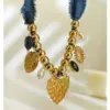 Wholesale 304 Stainless Steel Cloth Fabric Geometric Sun Heart Shape PVD Coated Acrylic Imitation Pearl Resin Real Gold Plated IG Style Vintage Style Luxurious Hypoallergenic Denim Rope Lobster Trigger Clasp Closure Gold Pendant Necklace