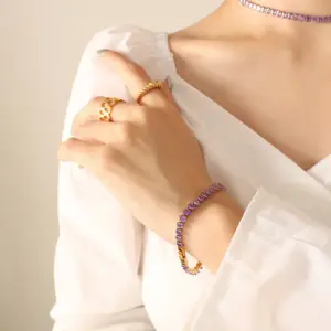 E314-Purple Zircon Bracelet-17cm