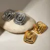 PVD Coated Real Gold Plated 18K Irregular Spiral 304 Stainless Steel IG Style Modern Classic Waterproof Non Tarnish Ear Studs