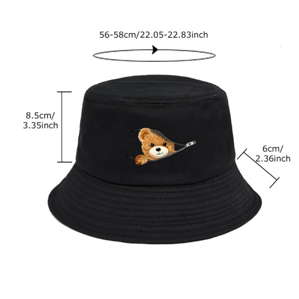Wholesale Cross-border New Printed Bear Fisherman Hat Japanese and Korean Face Small Basin Hat Foreign Trade Men's and Women's Outdoor Sunshade Hat Sunscreen Hat