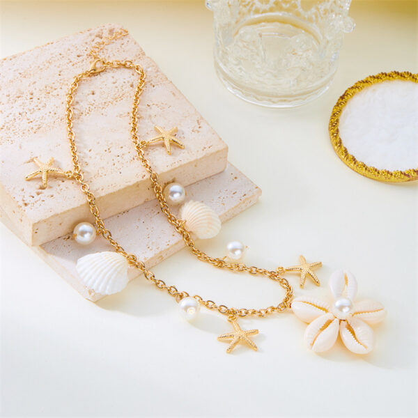 oly-56a79715acf26fec80d5512a96e58ac0 Wholesale European and American Fashion All-match Summer Hand-woven Shell Flower Necklace Popular Ladies Necklace Beach Casual Accessories