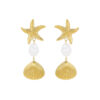 Wholesale Europe and the United States cross-border new starfish pendant earrings fashion metal beach wind earrings niche stainless steel earrings women