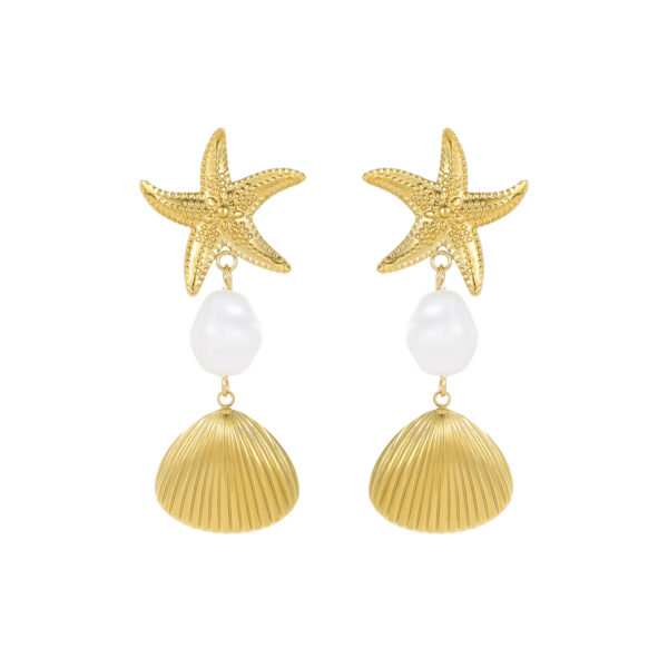 Wholesale Europe and the United States cross-border new starfish pendant earrings fashion metal beach wind earrings niche stainless steel earrings women