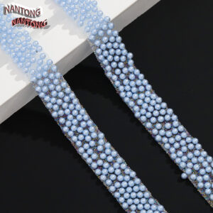 5 sky blue pearl style / 1.5cm double-layer hot melt adhesive colorful round pearl adhesive strip