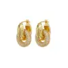 Wholesale 1 Pair Shiny Geometric Inlay Copper Zircon Earrings