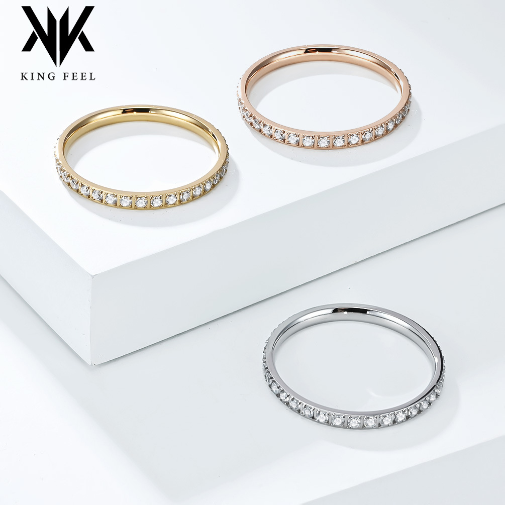 Wholesale Casual 2mm Titanium Steel Full Diamond Ring for Women, Baby's Breath Zircon Women's Tail Ring, Fashionable and High-End Index Finger Ring Je