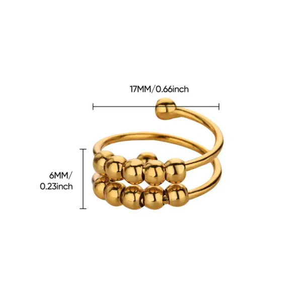 Wholesale PVD Coated Real Gold Plated Ball 304 Stainless Steel Novelty Classic Style Commute Waterproof Non Tarnish Open Rings