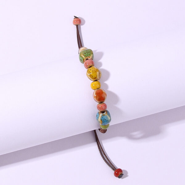Wholesale W851 Minority Style Color Ceramic Bead Bracelet Yunnan Tourism Commemorative Hand-woven Beaded Hand Jewelry for Women