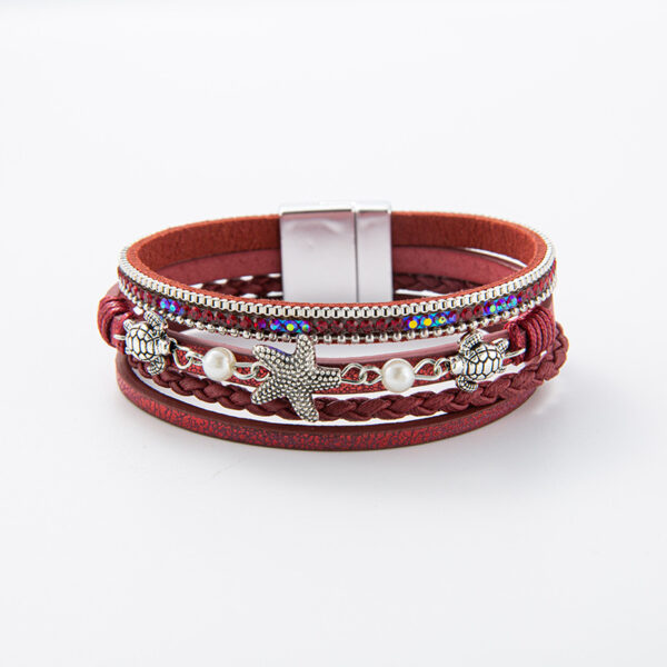 oly-56beb6f479d310b9985191b911ccf6ad Wholesale Summer beach vacation seashell starfish multi-layer bracelet