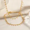 Wholesale 304 Stainless Steel Geometric PVD Coated 18K Gold Plated Real Gold Plated INS Style Waterproof Non Tarnish Plating Gold Necklace