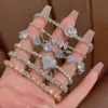 Wholesale Jewelry IG Style Heart Shape Bow Knot Copper Zircon Plating Inlay Bracelets Chain-free