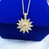 Wholesale New Vintage Sunflower Copper Zirconium Necklace Women's High-end Design Pendant Light Luxury Small Popular Internet Celebrity All-match Clavicle Chain
