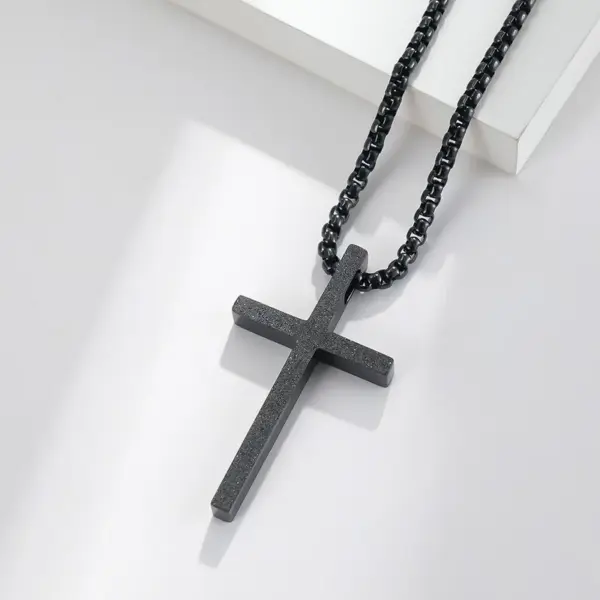 Wholesale Fashion Simple Frosted Cross Pendant Stainless Steel Necklace