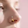 Titanium Alloy Nose Studs And Rings Set With C-Shape Four Claw Embedded Zirconia Piercing Jewelry Fashionable Unisex Princess Style
