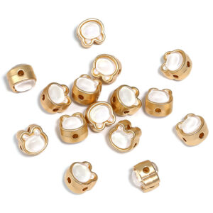 Rabbit - Golden Edge White / 10mm four-hole beads