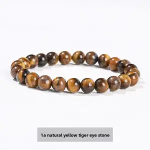1a Natural Yellow Tiger Eye Stone Bracelet / Diameter 8.1-8.8mm (about 21-23 Pieces)
