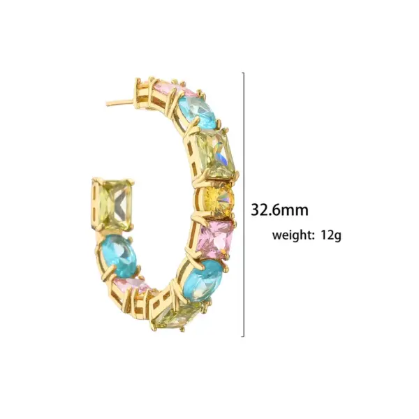 Wholesale Sweet C Shape Square Water Droplets Copper Rings Earrings In Bulk