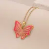 Wholesale PVD Coated Real Gold Plated Flower Butterfly 304 Stainless Steel Cute Romantic Waterproof Non Tarnish 304 Stainless Steel Lobster Trigger Clasp Closure Pendant Necklace