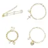 Wholesale Simple Style Cross Heart Shape Artificial Pearl Alloy Plating Gold Plated Women's Bracelets