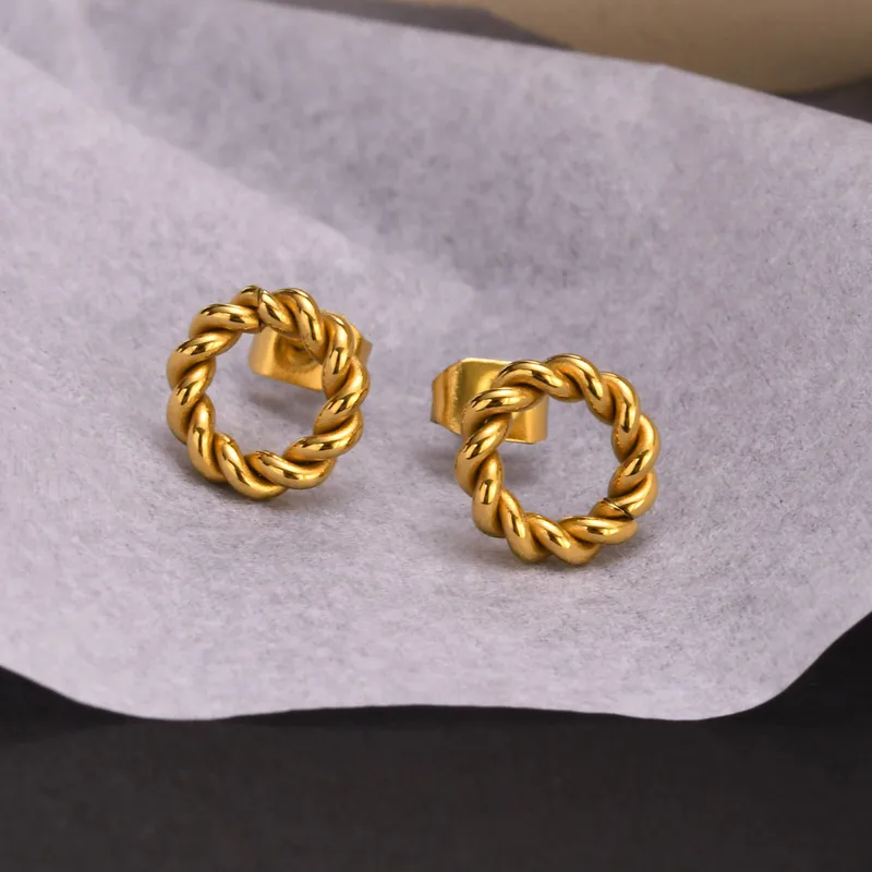 Wholesale 1 Pair Retro Geometric 201 Stainless Steel Gold Plated Stainless Steel Earrings