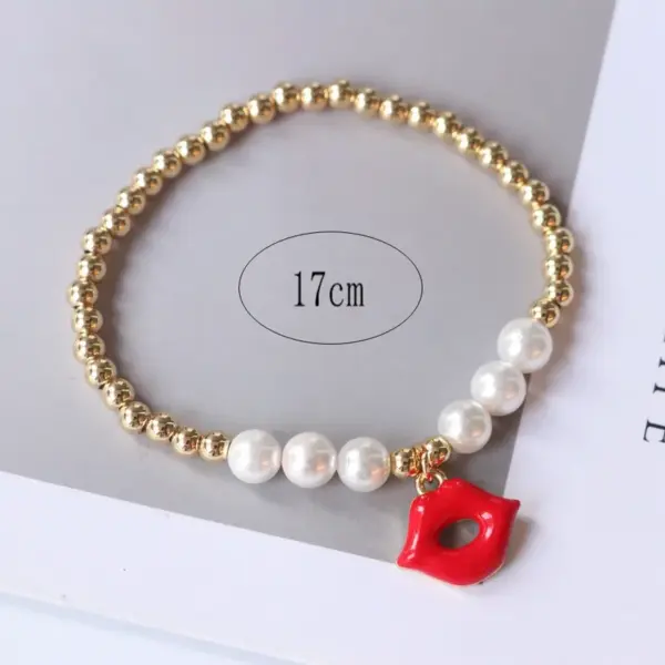 Wholesale Copper Ball Chain Beaded Pearl Cherry Strawberry Chili Bracelets