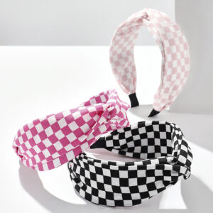 Wholesale Fashion chessboard Plaid Jane wide edge fabric headband 1PCs