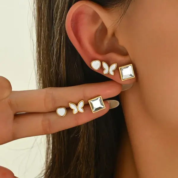 316 Stainless Steel Star Heart Shape PVD Coated Stone-Free 18K Real Gold Plated Elegant Simple Style Drop Earrings Ear Studs