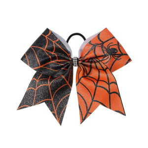 Halloween Two-Ring Trailing Hair Ring Orange Spider Web