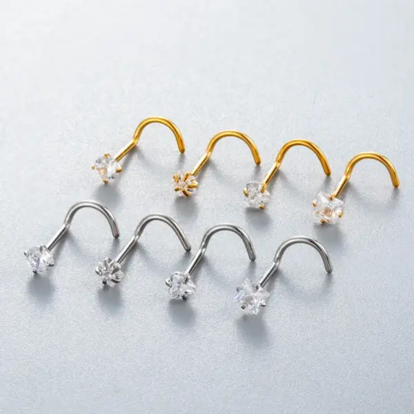 1 Piece Nose Rings & Studs Simple Style Classic Style Pentagram Round Heart Shape 316L Stainless Steel Waterproof Non Tarnish Surgical Steel Nose Rings & Studs