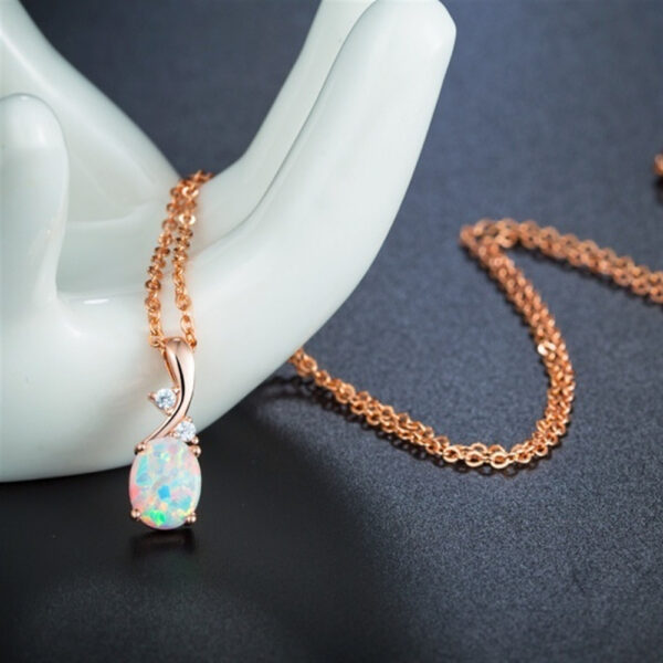 Wholesale Wish Hot Selling Cross-Border European and American New Water Drop Opal Pendant Necklace Cute and Exquisite Blue Opal Jewelry