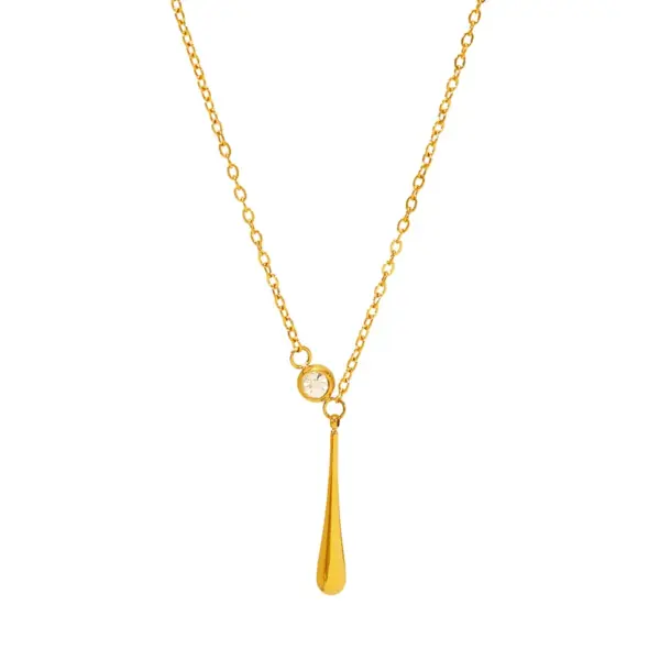 Wholesale Elegant Y-Shape Pearl Engraved Stainless Steel Necklace Multi-Layered Luxury Fashion Jewelry Pearl Agate Stone Pendant Necklace