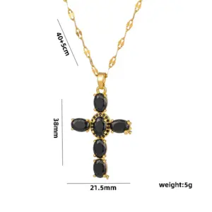 Gold Black Zircon Cross