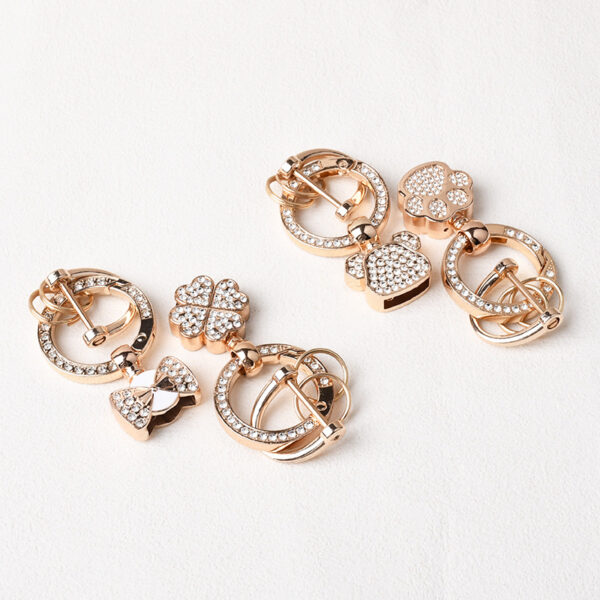 Wholesale Light luxury diamond diy keychain hardware accessories accessories ins semi-finished bear H buckle rhinestone pendant