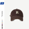 Wholesale Original Fashion Brand R Letter Baseball Cap Men's and Women's Ins Korean Style Washed Old Corduroy Cap Shown Face Small