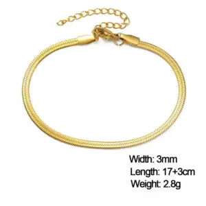 Gold 3MM Snake Bone Bracelet