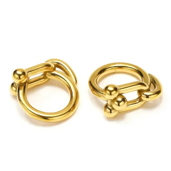 Wholesale Real Gold Plated Geometric 304 Stainless Steel Lady Waterproof Non Tarnish Rings