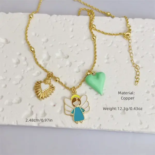 Wholesale Jewelry Retro Classic Style Cross Heart Shape Strawberry Copper Zircon 18K Gold Plated Multi Charms Necklace Twisted Rope Chain