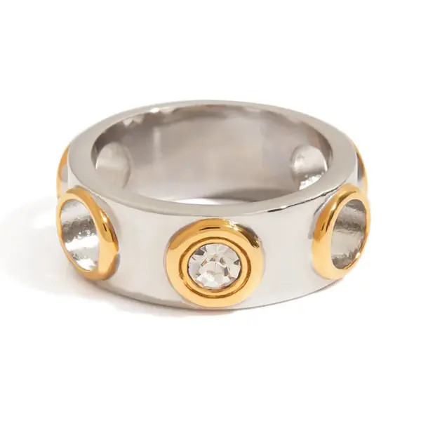 Wholesale PVD Coated Real Gold Plated Geometric Color Block 304 Stainless Steel INS Style Modern Style Waterproof Non Tarnish Rings