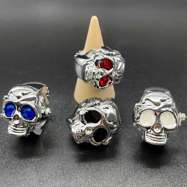 Wholesale [Ring watch] cross-border foreign trade personality skull ring watch men and women ghost student flip animation ring