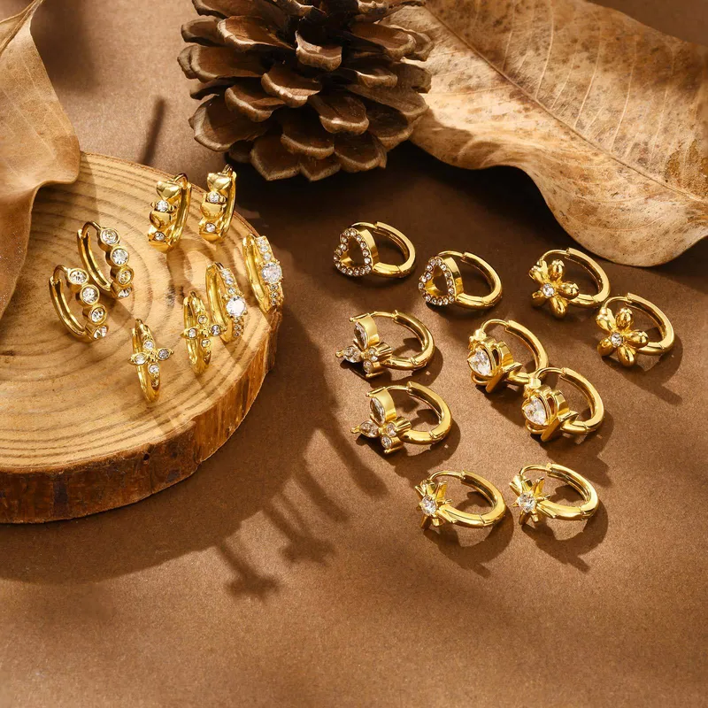 Wholesale 1 Pair Vacation Simple Style Heart Shape Inlay 304 Stainless Steel Zircon Earrings
