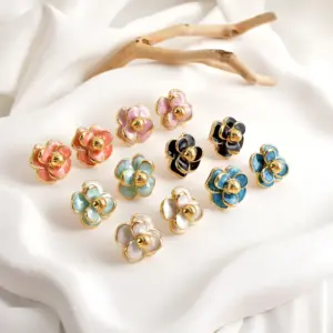 Wholesale Ion Plating (IP) Flower 304 Stainless Steel Princess Pastoral Waterproof Non Tarnish Ear Studs