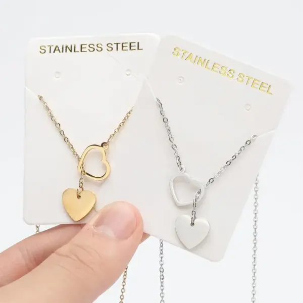 Wholesale PVD Coated 18K Gold Real Gold Plated Heart Shape 201 Stainless Steel Simple Style Waterproof Non Tarnish 201 Stainless Steel Pendant Necklace
