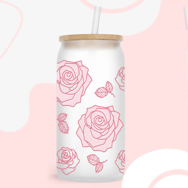 Wholesale Pink and red flowers 16oz Cup UV DTF Wraps