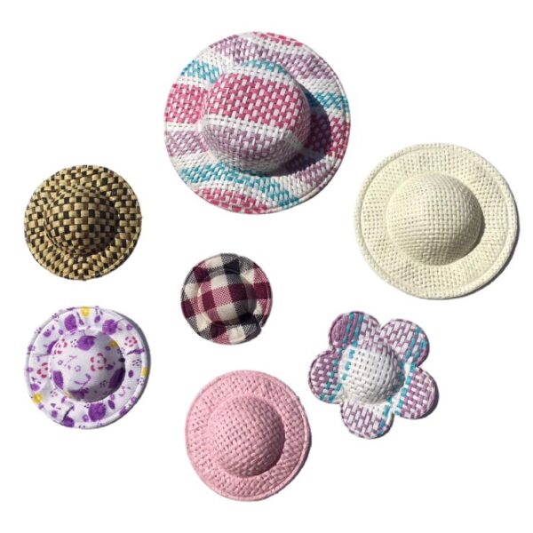 Wholesale Color floral hat imitation straw hat green plant decorative doll hat DIY craft hat papyrus 5cm