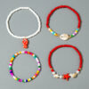 Wholesale Bohemian style colorful beaded starfish and seashell four-layer anklet