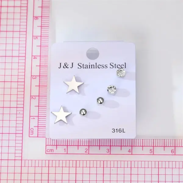 Wholesale 1 Set Casual Classic Style Pentagram Plating Inlay 201 Stainless Steel Rhinestone Iron Zircon Ear Studs