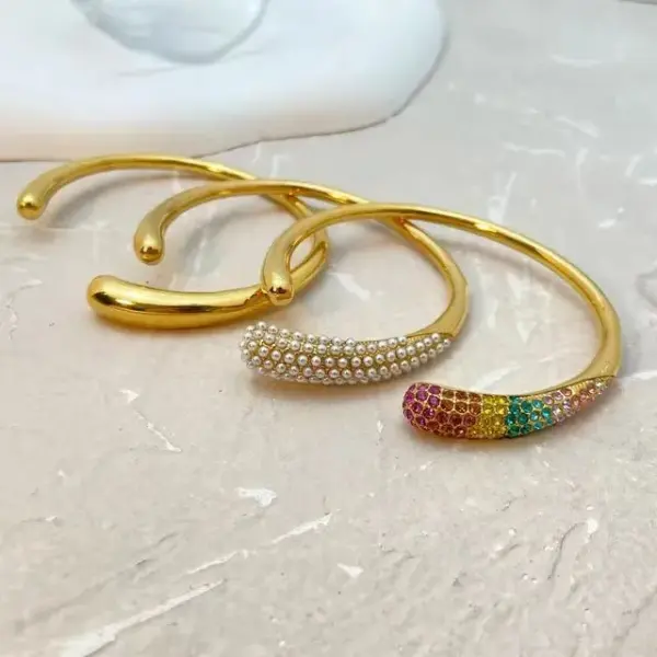 PVD Coated 18K Gold Plated Real Gold Plated Geometric 304 Stainless Steel Retro Waterproof Non Tarnish 304 Stainless Steel Cu Bracelets