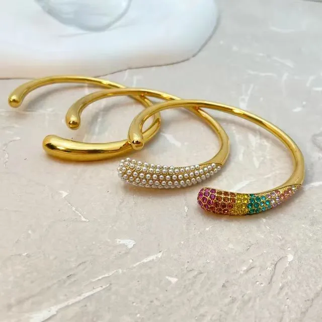 Wholesale PVD Coated 18K Gold Plated Real Gold Plated Geometric 304 Stainless Steel Retro Waterproof Non Tarnish 304 Stainless Steel Cu Bracelets